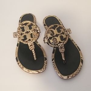 Tory Burch snake print metal Miller sandal